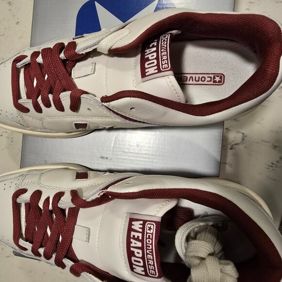 Converse Weapon OX Low Shoes Men's Size 10 Vintage White Maroon A09880C NEW - Picture 7 of 12